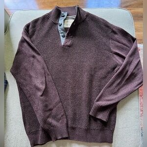 Weatherproof Men's Dark Brown Sweater with Button Collar
